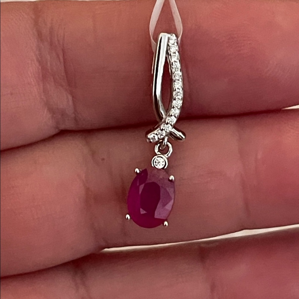 Natural Ruby Pendant in 925 Sterling Silver